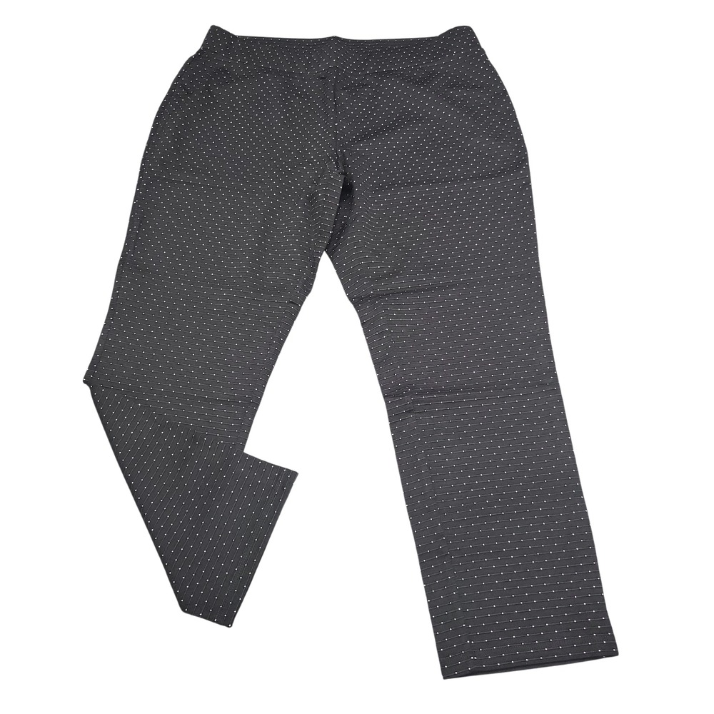 Isaac Mizrahi Live Womens Polka Dot Jacquard Knit Pants Black Petite Size 16P